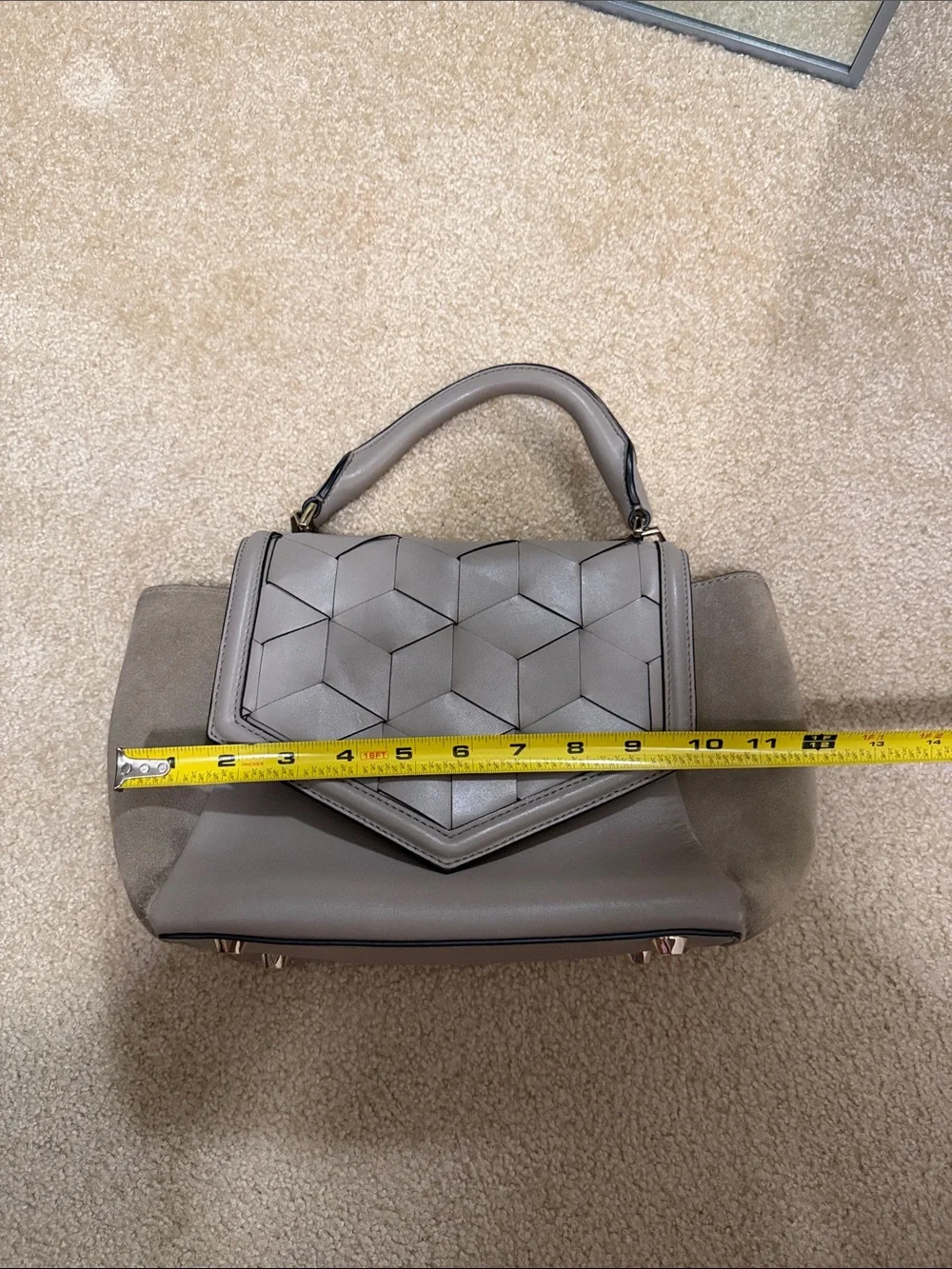 Welden Taupe Geometric Top-Handle Women's Satchel